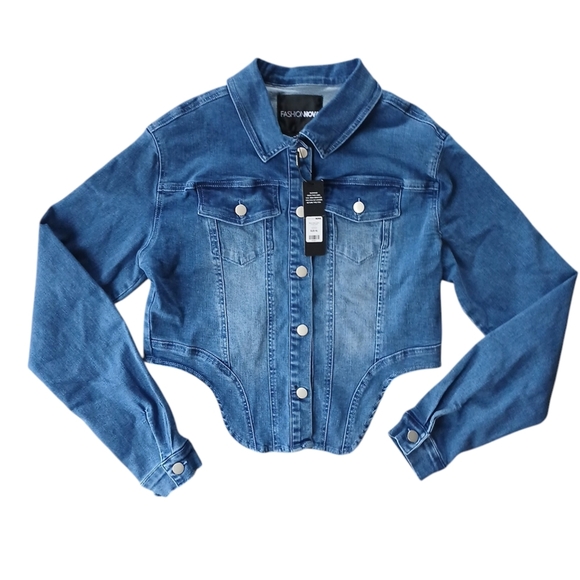 Fashion Nova Jackets & Blazers - Fashion Nova Maison Stretch Denim Trucker Jacket Size XL NWT